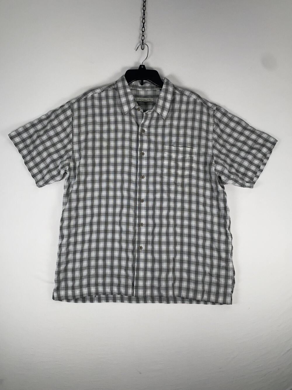Red Level Nine Shirt Mens XL Gray Plaid Short Sleeve Button Up Casual Summer